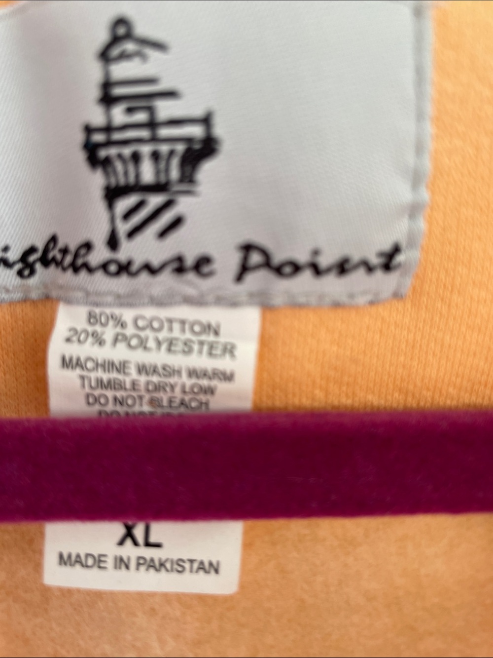 Lighthouse Point Peach Lighthouse Print V-Neck Cardigan Sweater XL - Picture 3 of 6